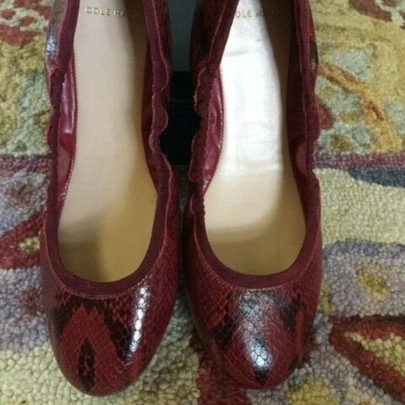 Cole Haan NIB Ashlyn Ballet Flat -- Size 7 -- Tawny Port Python Print Women's - Picture 1 of 5